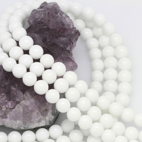 Fashion 8mm White Porcelain Jade Gemstone Round Loose Beads 15'' Strand - Picture 6 of 12