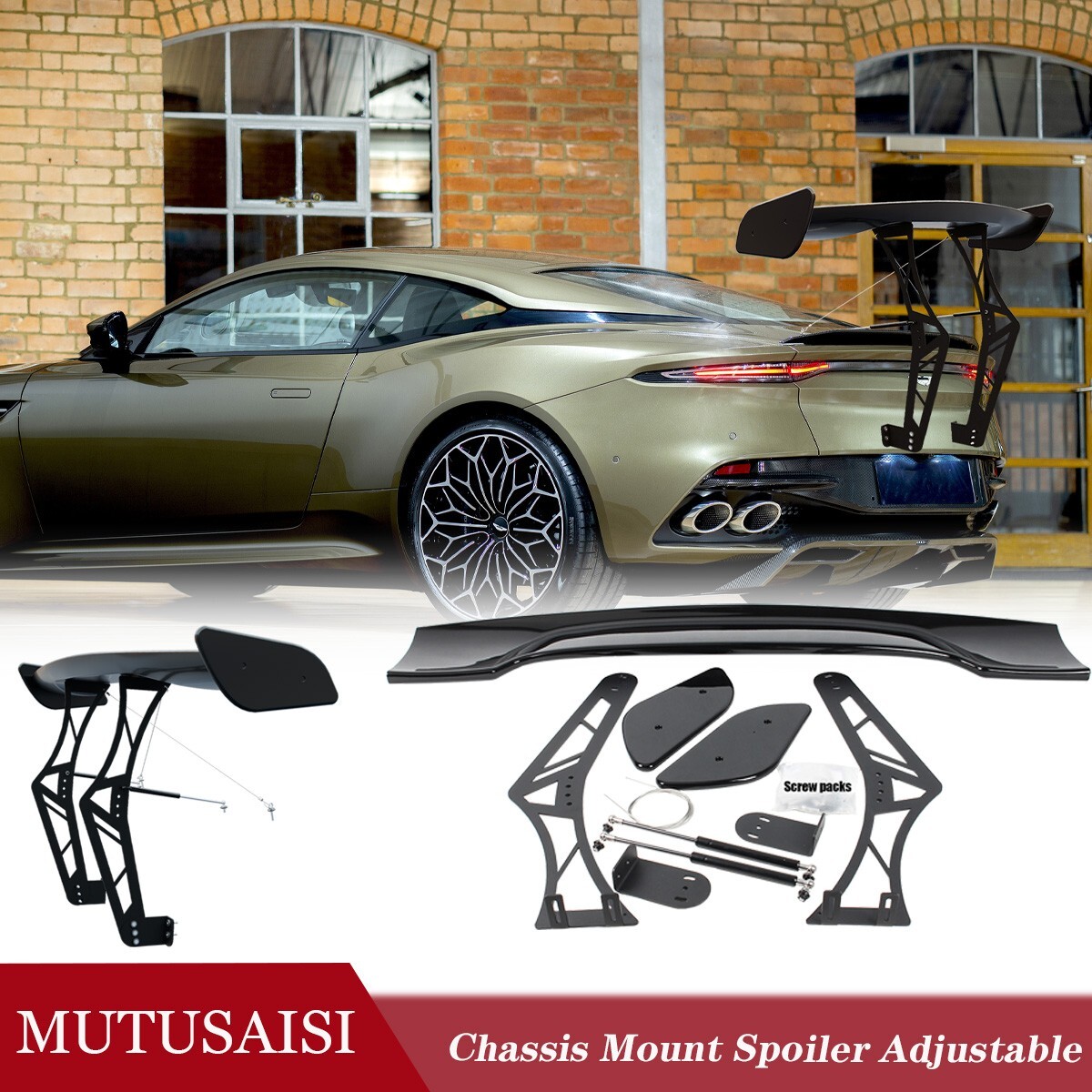 Rear Chassis Mount GT Racing Spoiler Wing Kit Fit For Aston Martin DBS 2019-2023