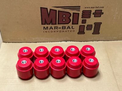 MAR-BAL 10x Pack Lot Glastic 2" Red Electrical Round Ceramic Standoff Insulators 3/8-16