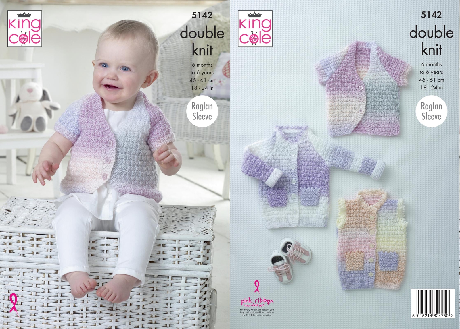 King Cole 5142 Knitting Pattern Baby Child Cardigans and Gilet in Melody DK