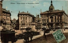 Old postcard AK Milan Piaza Cardusio with Monument to Parini Italy (552962)
