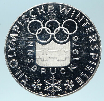 1976 AUSTRIA Innsbruck Winter OLYMPIC Games 100 Schilling PRF Silver Coin i83641