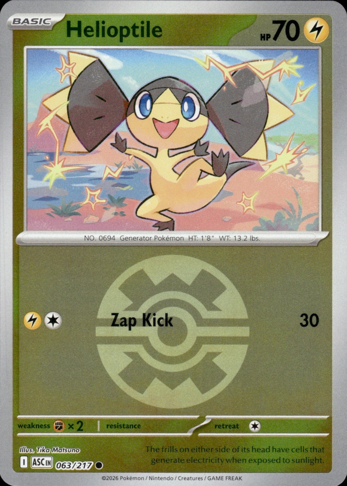 Helioptile (Quick Ball)| 63 | Pokemon | Ascended Heroes | Reverse | BOGO 50%