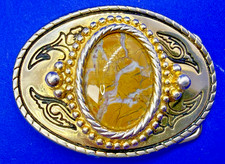 Real Or Faux Cabochon Cab Stone Centerpiece On Western Buckle For 1.25" Belt