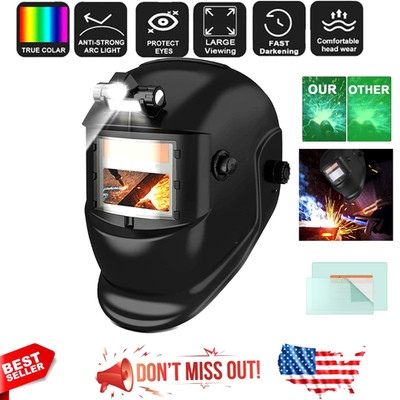 Welding Helmet with Light True Color Auto Darkening Welding Helmets Solar
