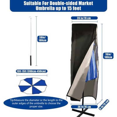 double sided patio umbrella covers with zipper 420D Waterproof Outdoor Patio Umbrella Cover w/ Zipper Top Vent Windproof  Anti-U
