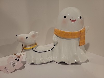 New Goblin & Ghoul Ghost Walking Dog Autumn Scarf Figurine HALLOWEEN Fall Decor