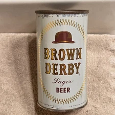 1950s BROWN DERBY by GRACE Flat Top beer can, Santa Rosa, California