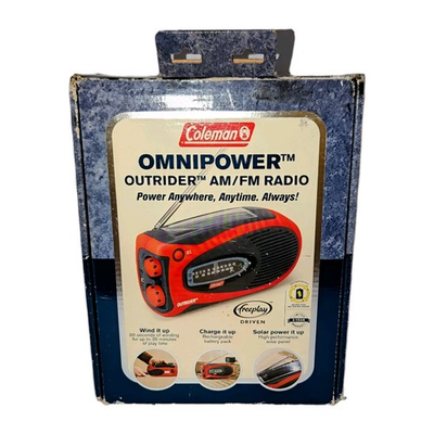 #ad Coleman Omnipower Outrider Wind up Solar Power Radio Portable AM FM Camping NEW $36.86