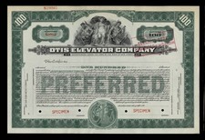 Otis Elevator Company. Stock Certificate.