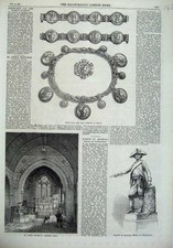 Old Antique Print Statue Marshall Keith Peterhead 1869 Church Alloa Egypt 19th