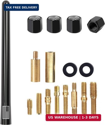 American Flag Car Truck Short Antenna 7'' with Tire Valve Caps for GMC Sierra Dod