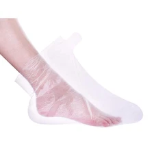 200Pcs Clear Plastic Disposable Booties Paraffin Bath Liners for Foot Pedicure H