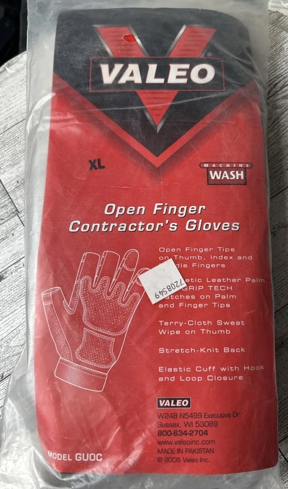 Valeo Juego de 2 Pares Guantes de Cuero Dedo Abierto para Contratista Gris/Negro Foto 2 de 4