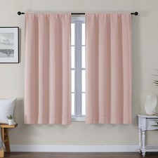 Gwine Blush Pink Blackout Curtains 54" Long, Thermal Insulated Room Darkening