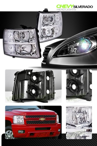 Chrome Housing Headlights Parking Turn Signal Lamp Nb For 07-14 Chevy Silverado - Picture 2 of 2