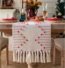 Christmas Table Runner Red Table Runner 13 x 72 Inch Long Natural Cotton Woven R