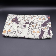 Lunarable Cat Fabric 46x36 Black Yellow Retro Big Eye Kittens Microfiber