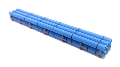 1:87 HO Scale Blue 59ft Short Stack Pipe Load   Freight Car Detail (8in Long)