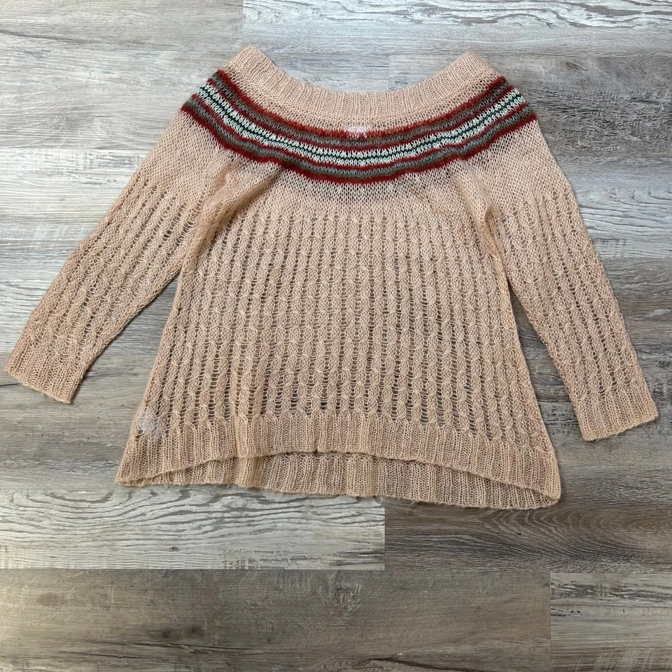 Urban Outfitters Cooperative Mohair Blend Open Knit Sweater Peach L - Image 3 of 4