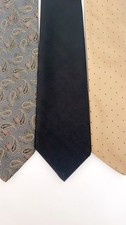 Mixed Brands Men's 3pc Tie Lot Black Solid Tan Polka Dot Gray Paisley