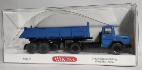 Wiking Magirus Deutz 310 D 16 S Hauber Hinterkipper Sattelzug blau 1:87 OVP