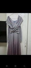 Ladies Long Silver Maroon Prom Wedding Party Gown dress