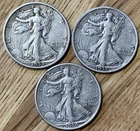 3 CIRCULATED WALKING LIBERTY HALF DOLLARS  1934S 1935P 1936P