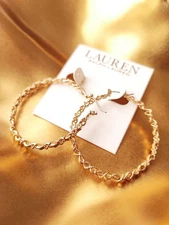 🍁🍂Autumn 🍂🍁✨ Lauren Ralph Lauren Twisted Rope Hoop Earrings Gold toned ✨