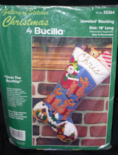 Bucilla Gallery of Stitches Christmas Stocking OVER THE ROOFTOP Kit 32264 - VTG