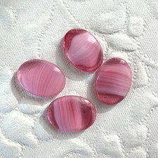 AM1189 Vintage glass cabochons 18x13mm oval rose porphyr unfoiled 4 