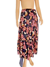 LAUREN RALPH LAUREN Skirt size 10 Peasant Boho tiered Midi black floral NWT