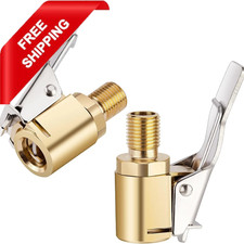 2-Pack Brass Tire Air Chuck, Locking Quick Connect Inflator Hose Adapter, No Lea