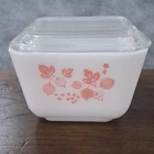 Vintage Pyrex Pink Gooseberry Refrig  Dish #501 with Glass Lid Pink on White