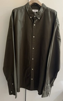 NEXT Herren Größe 3XL Hemd Langarm Baumwolle Freizeit Grün Knopf Brustumfang 51 