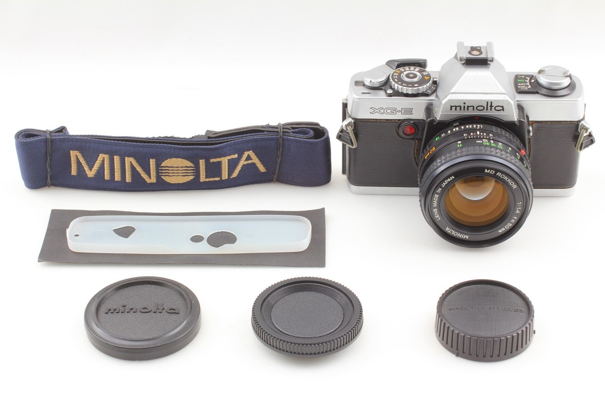 フィルムカメラ MINOLTA XG-E + MD ROKKOR 50mm N MINT+++] Minolta XG-E Silver 35mm Film Camera MD Rokkor