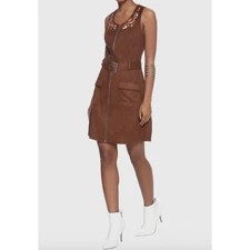 Star Wars Her Universe Han Solo Brown Embroidered Suede Zipper Dress Costume Med