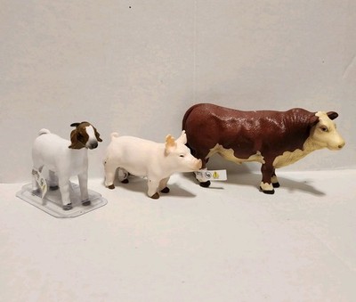 Little Buster Toys Hereford Bull, Pig & Goat Animal Figurine 3 Piece Toy Set 
