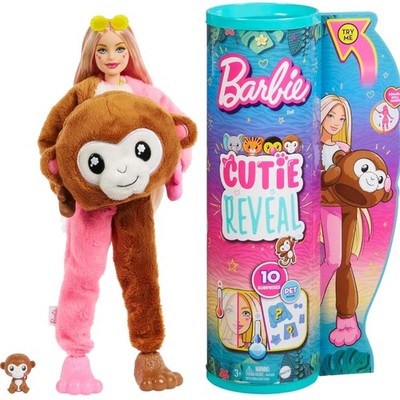 Cutie Reveal Fashion Doll, Jungle Series Monkey Plush Costume, 10 Surprises I...