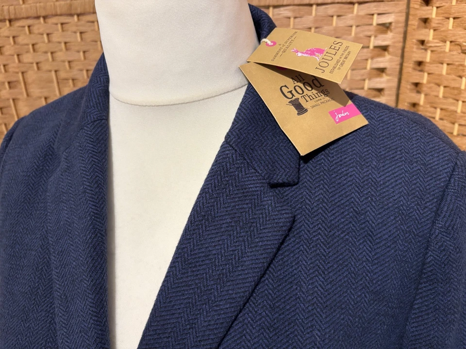 Joules Blazer Jacket Size 20 BNWT Blue Herringbone NEW H67 - Image 2 of 4