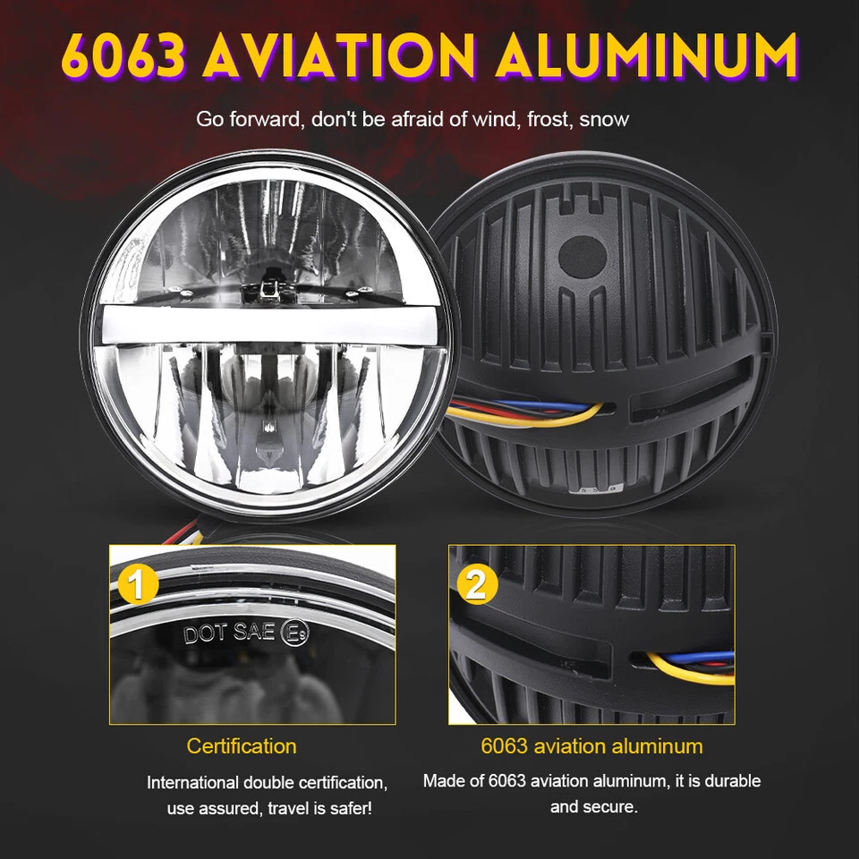 4Pcs 5.75" inch Round LED Headlights DRL High-Low Beam for Jaguar XJ6 XJS XJ12 - Image 4 of 4