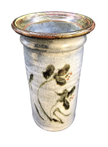 WILSON CREEK POTTERY Vase Flowersn Signed Alhgren (Peggy) Wisconsin 6.75”
