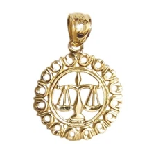 New 14k Yellow Gold Libra Zodiac Pendant