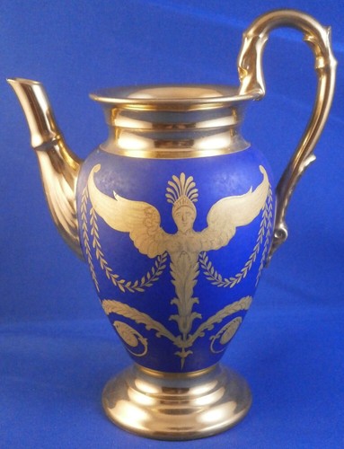 Antique 20thC Nymphenburg Porcelaine Bleu Doré Coffee Pot Service Kanne Allemand - Photo 7 sur 15