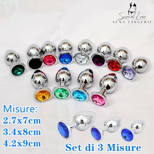 Plug Anale In Acciaio Dildo Con Pietra Gioiello Cuore Trasparente Fallo Medium Anal Butt - Foto 2