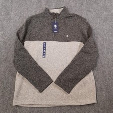 Izod Sweater Mens Large Pullover Gray Colorblock 14 Thermasoft Tech 1/4 Zip NWT