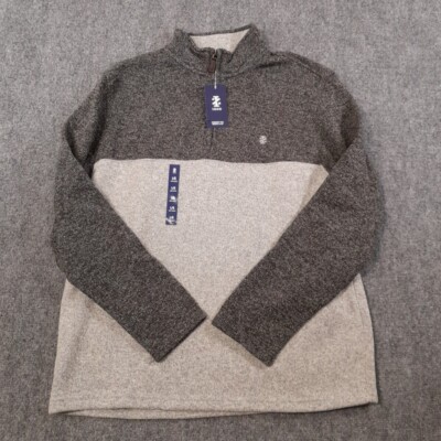 Izod Sweater Mens Large Pullover Gray Colorblock 14 Thermasoft Tech 1/4 Zip NWT