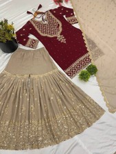 NEW DESIGNER HEAVY FAUX GEORGETTE TOP SHARARA WITH DUPATTA FOR WEDDING