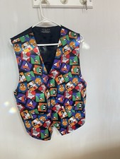 Vintage 1994 Looney Tunes Vest And Silk Tie Tasmanian Devil Men Size medium / Sm