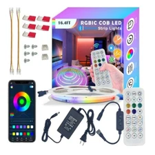 16.5ft/5m RGB IC COB LED Strip Light 24V Color Changing with App Remote Control